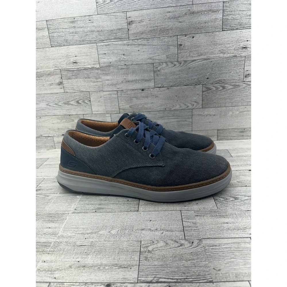 Men's Size‎ 10 Skechers Moreno Ederson 65981 Navy Blue Canvas Oxford Shoes
